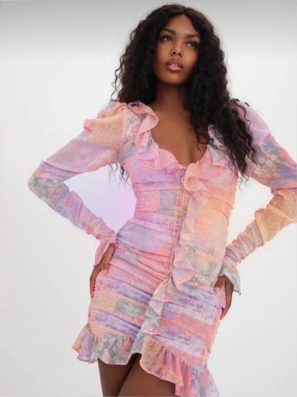For Love and Lemons Veronica Ruffle Mini Dress size small